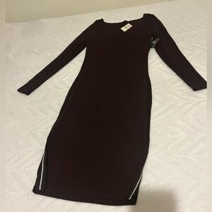 Elegant Brown Long Sleeve Dress
